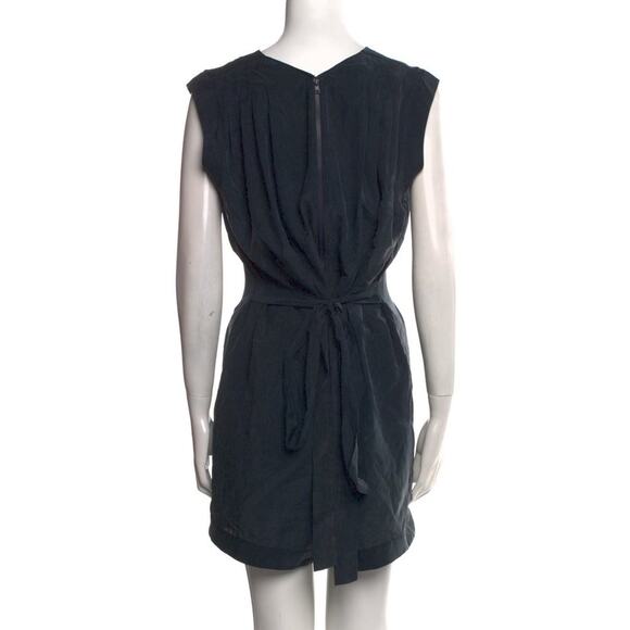 Helmut Lang 100% Silk V-Neck Romper with Tie Deep Blue Gray Size 8 - Picture 3 of 9